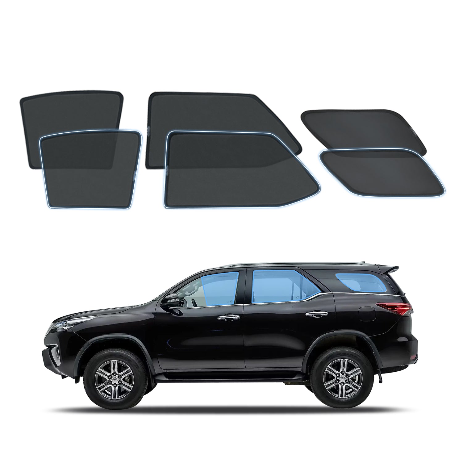 Magnetic Window Sun Shade for Toyota Fortuner 2015-Onwards 6PCS