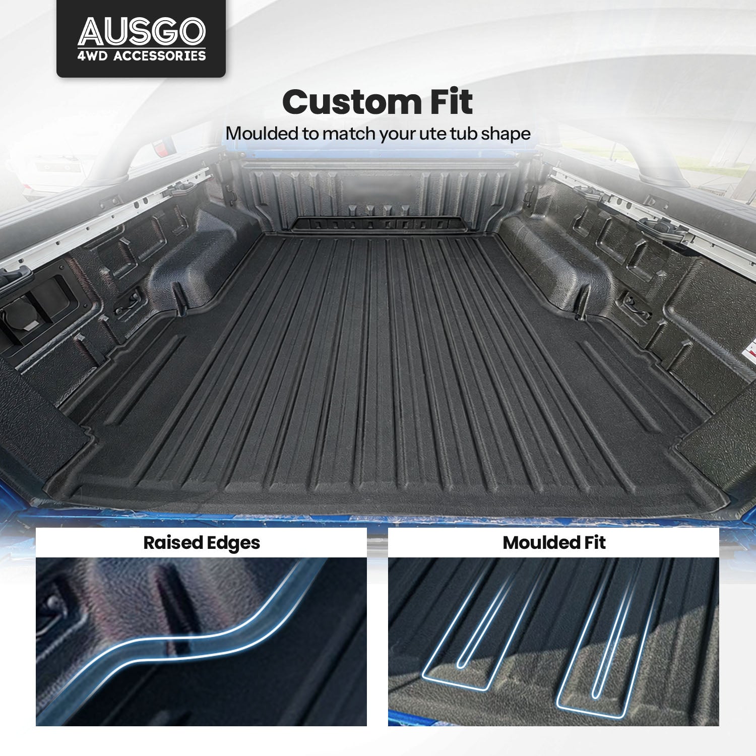 3D TPE Ute Mat for Ford Ranger Dual Cab 2022-Onwards Fitted with Factory Plastic Tub Liner