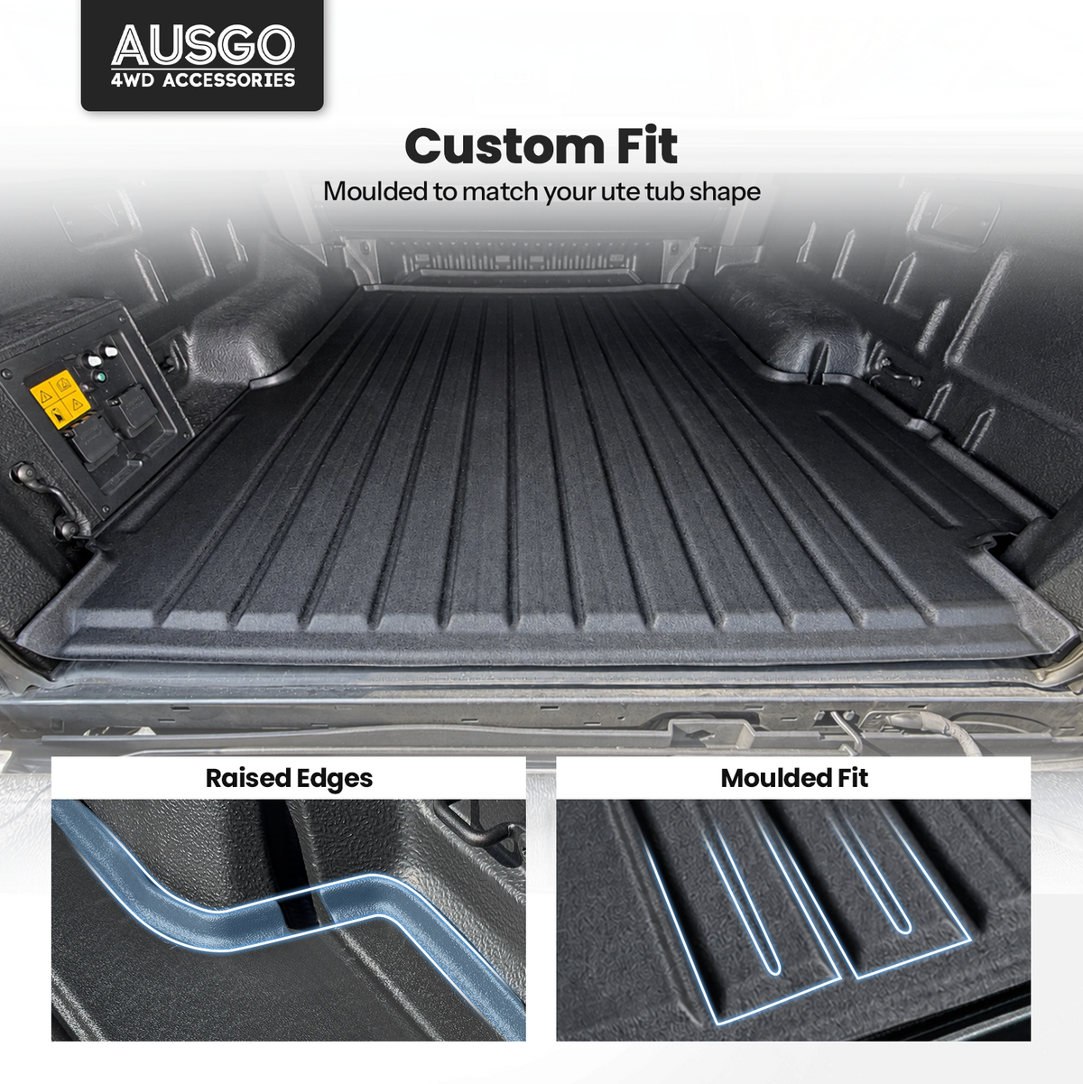 3D TPE Ute Mat for Ford Ranger Dual Cab 2022-Onwards Fitted with Factory Plastic Tub Liner