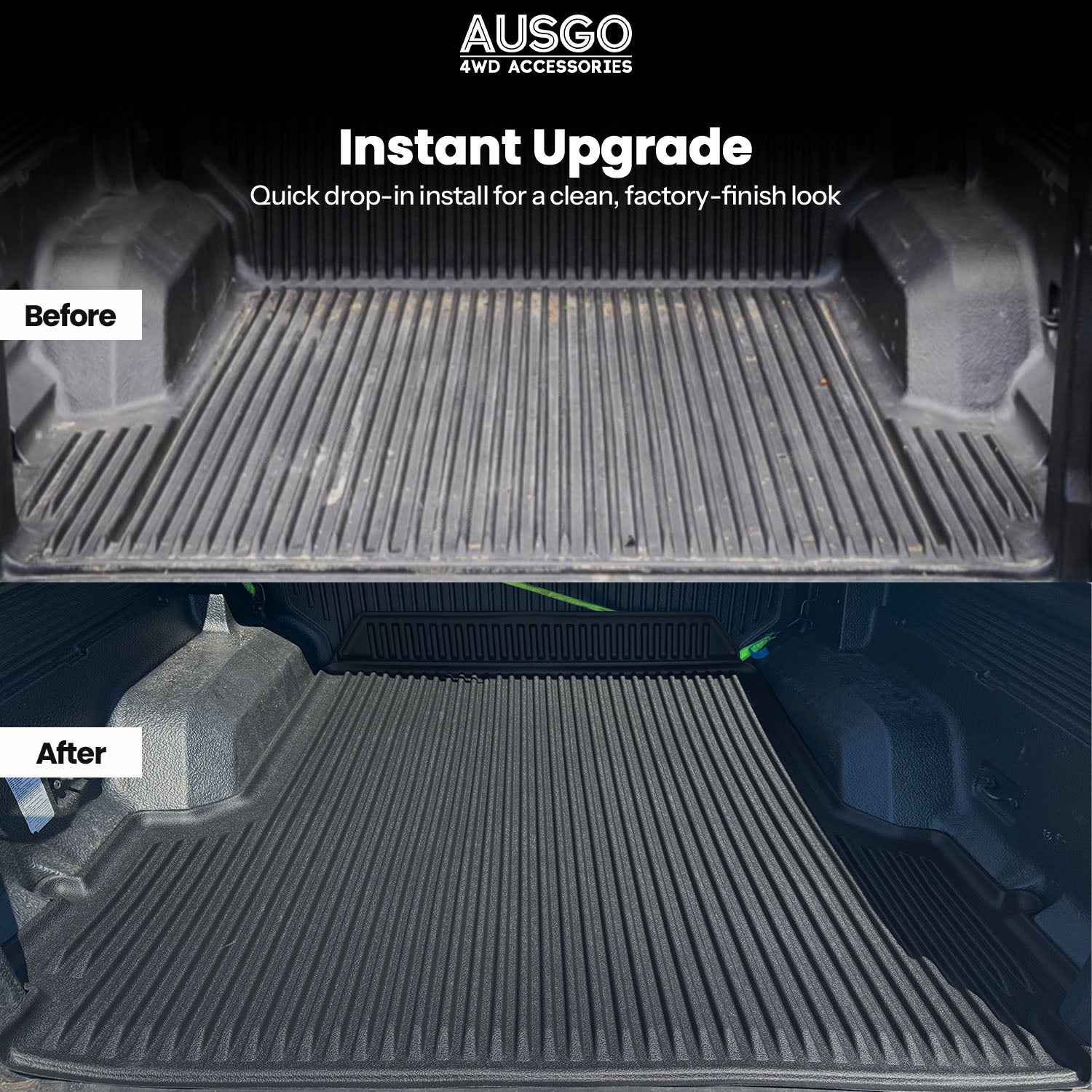 3D TPE Ute Mat for Ford Ranger Dual Cab 2011-2022 Fitted with Factory Plastic Tub Liner