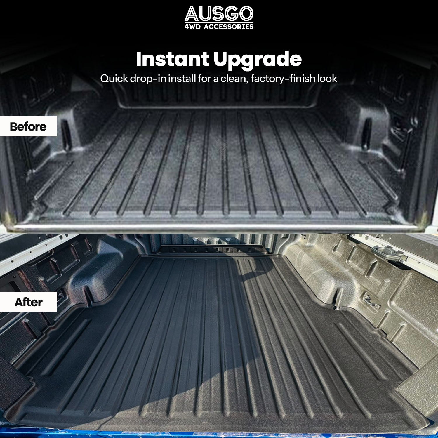 3D TPE Ute Mat for Ford Ranger Dual Cab 2022-Onwards Fitted with Factory Plastic Tub Liner