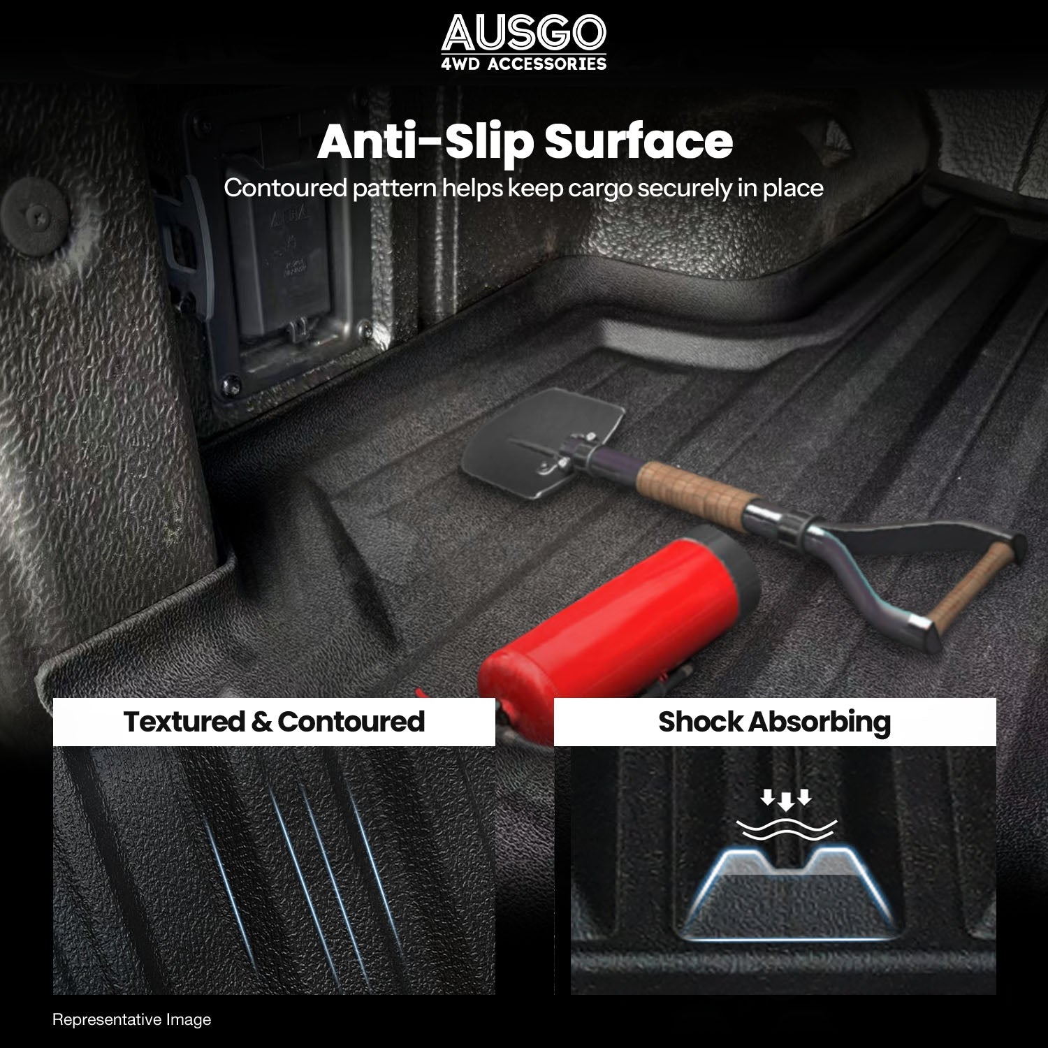 3D TPE Ute Mat for KIA Tasman 2025-Onwards Fitted with Factory Plastic Tub Liner