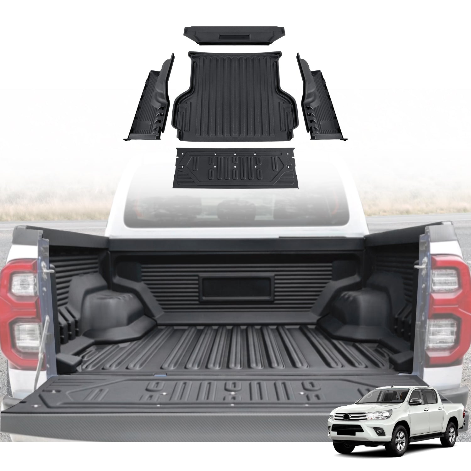 5-Piece Ute Tub Liner for Toyota Hilux Dual Cab 2015-Current (Bare Tub Only)
