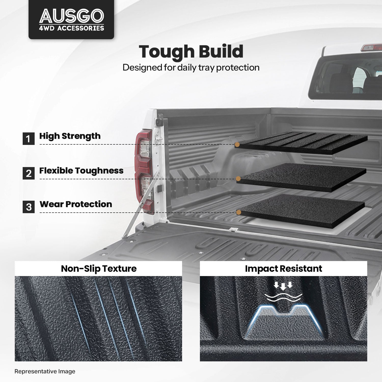 Ute Mat for Toyota Hilux Rugged X Dual Cab 2025-Onwards Fitted with Factory Plastic Tub Liner