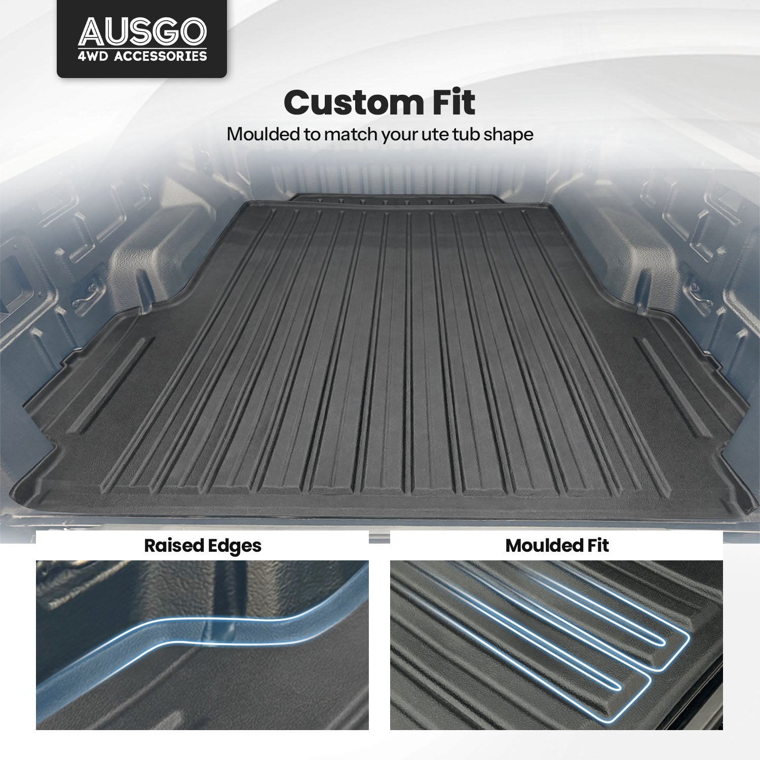 3D TPE Ute Mat for Volkswagen Amarok NF Dual Cab 2023-Onwards Fitted with Factory Plastic Tub Liner