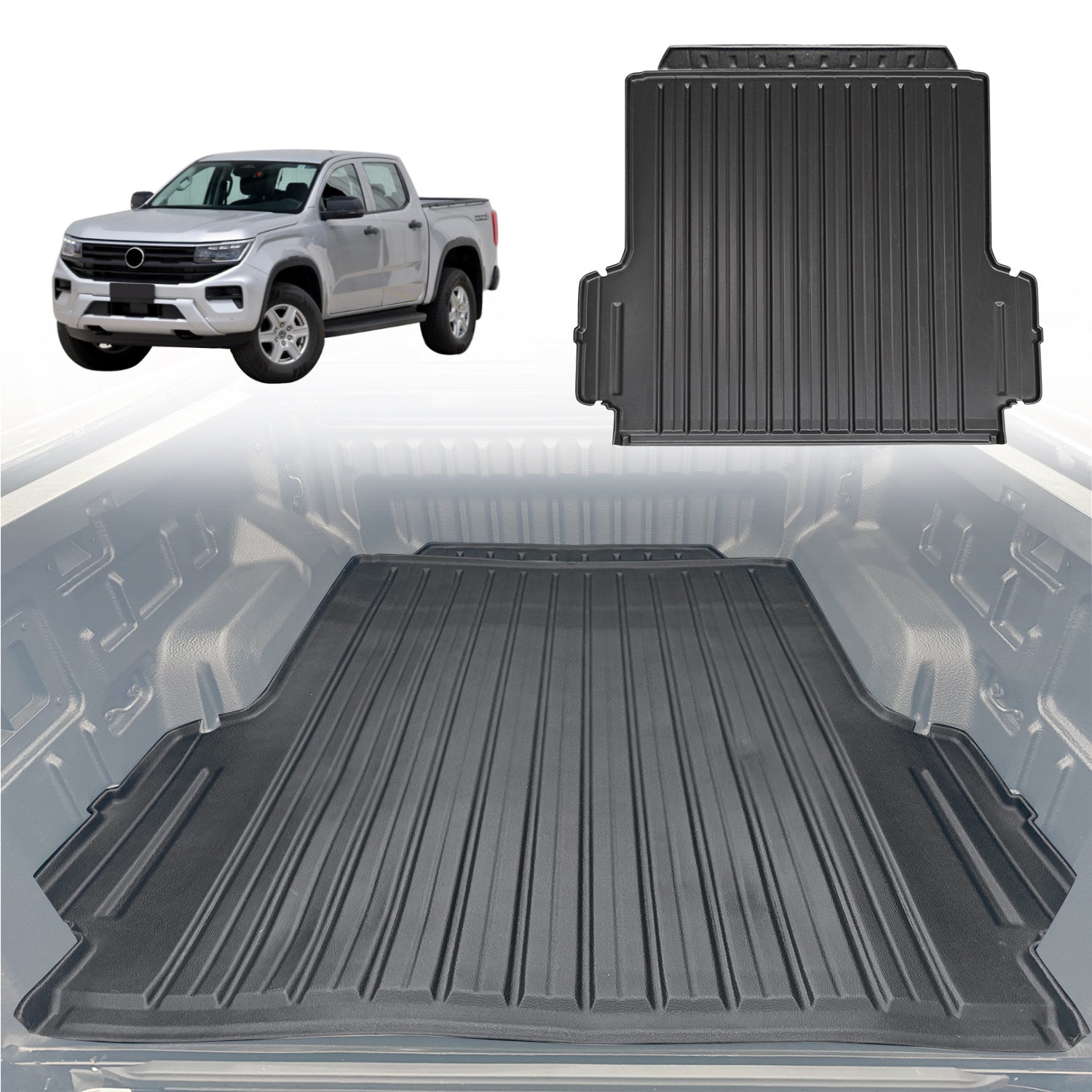 3D TPE Ute Mat for Volkswagen Amarok Next-Gen NF Dual Cab 2023-Onwards Fitted with Factory Plastic Tub Liner