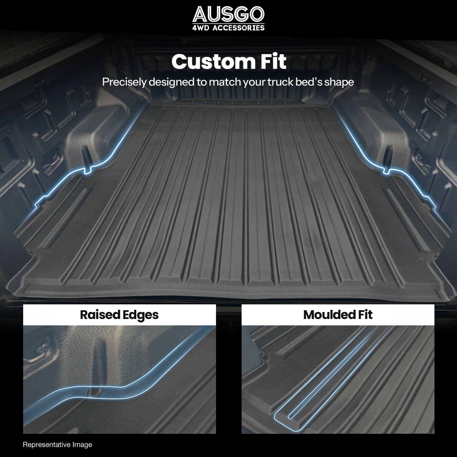 3D TPE Ute Mat for Volkswagen Amarok NF Dual Cab 2023-Onwards Fitted with Factory Plastic Tub Liner