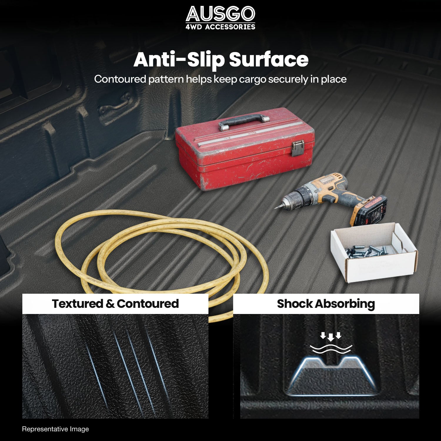 3D TPE Ute Mat for Volkswagen Amarok NF Dual Cab 2023-Onwards Fitted with Factory Plastic Tub Liner