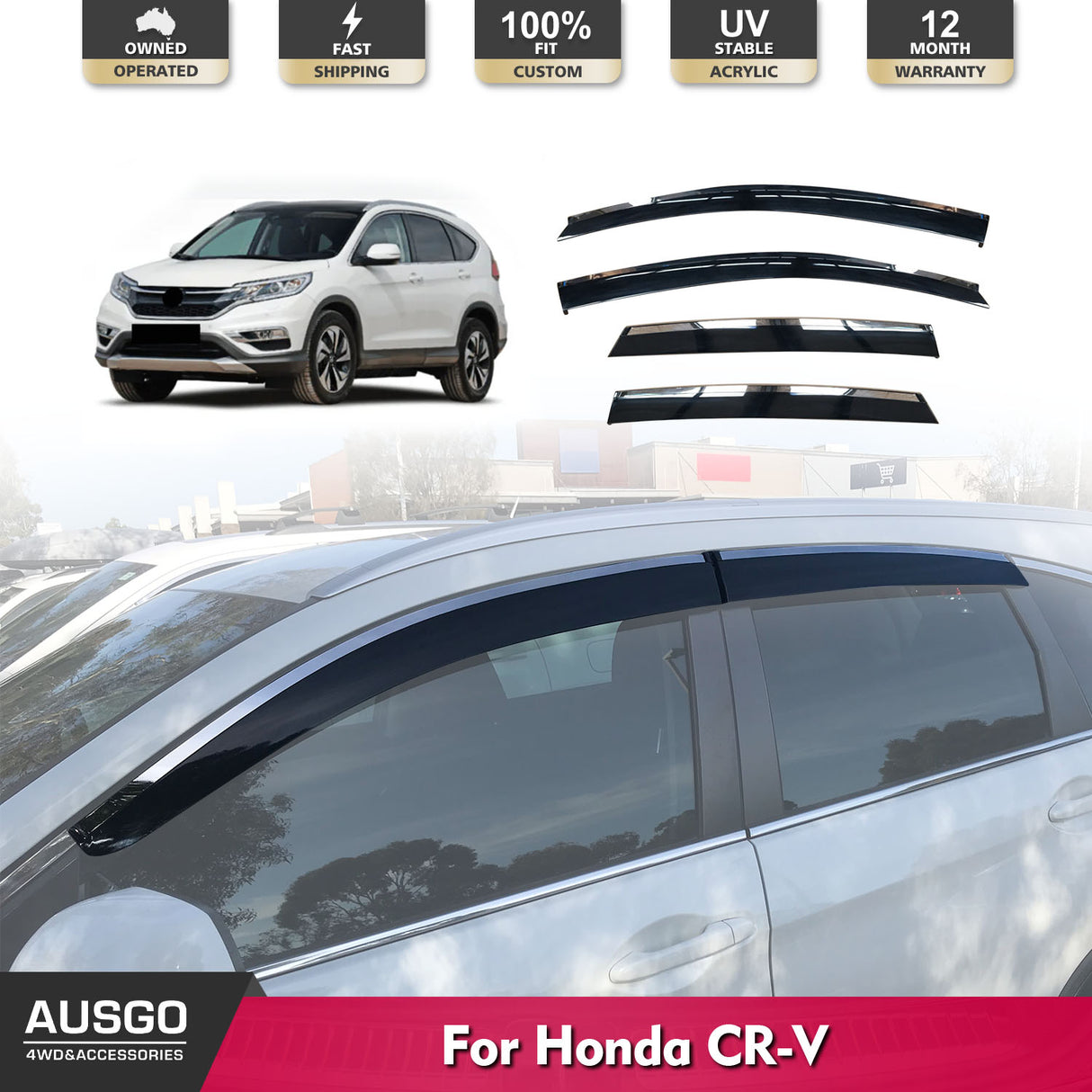 PRE-ORDER Stainless Trim Weather Shields for Honda CRV CR-V RM 2012-2017