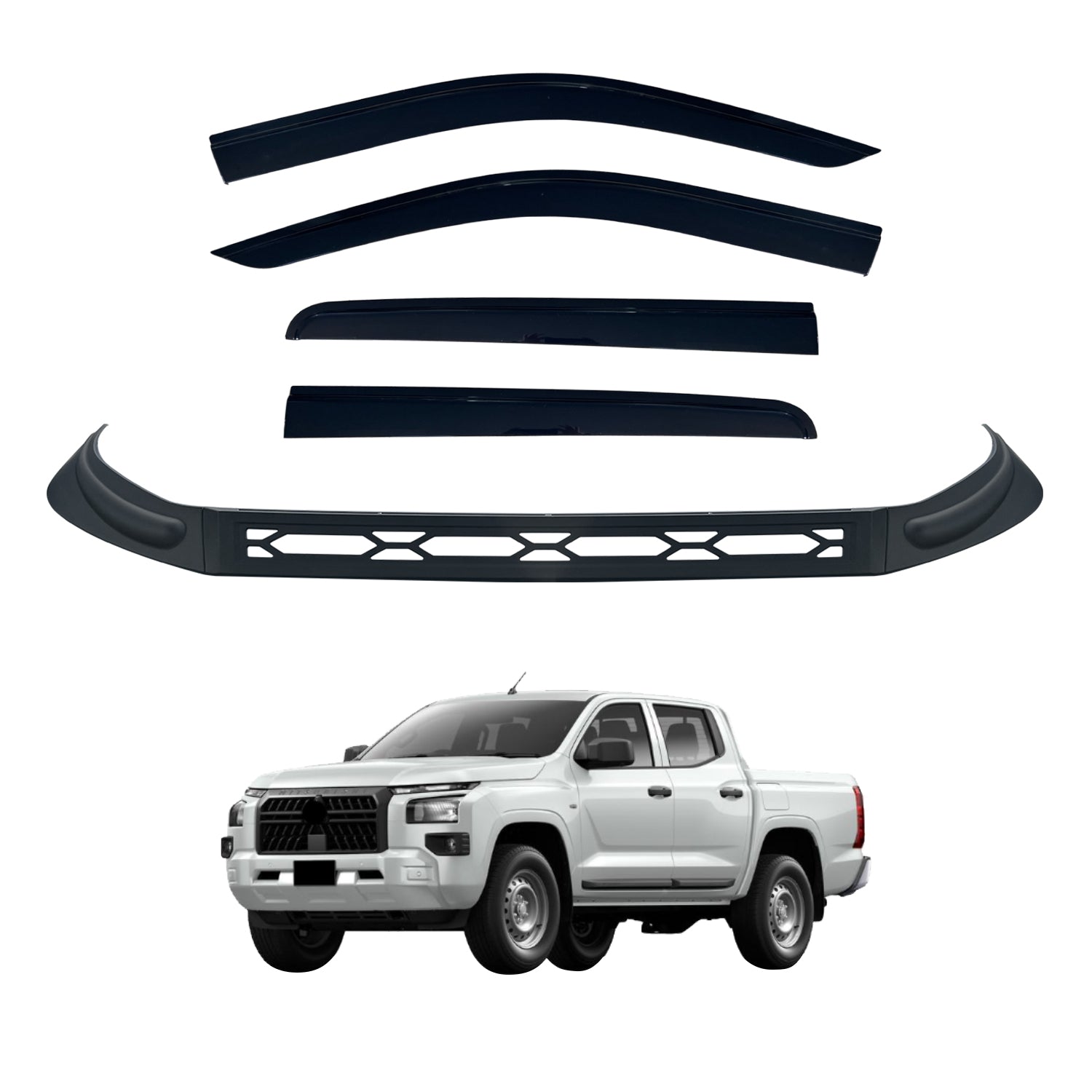 Injection Weather Shields + Bonnet Protector for Mitsubishi Triton MV Dual Cab 2024-Onwards