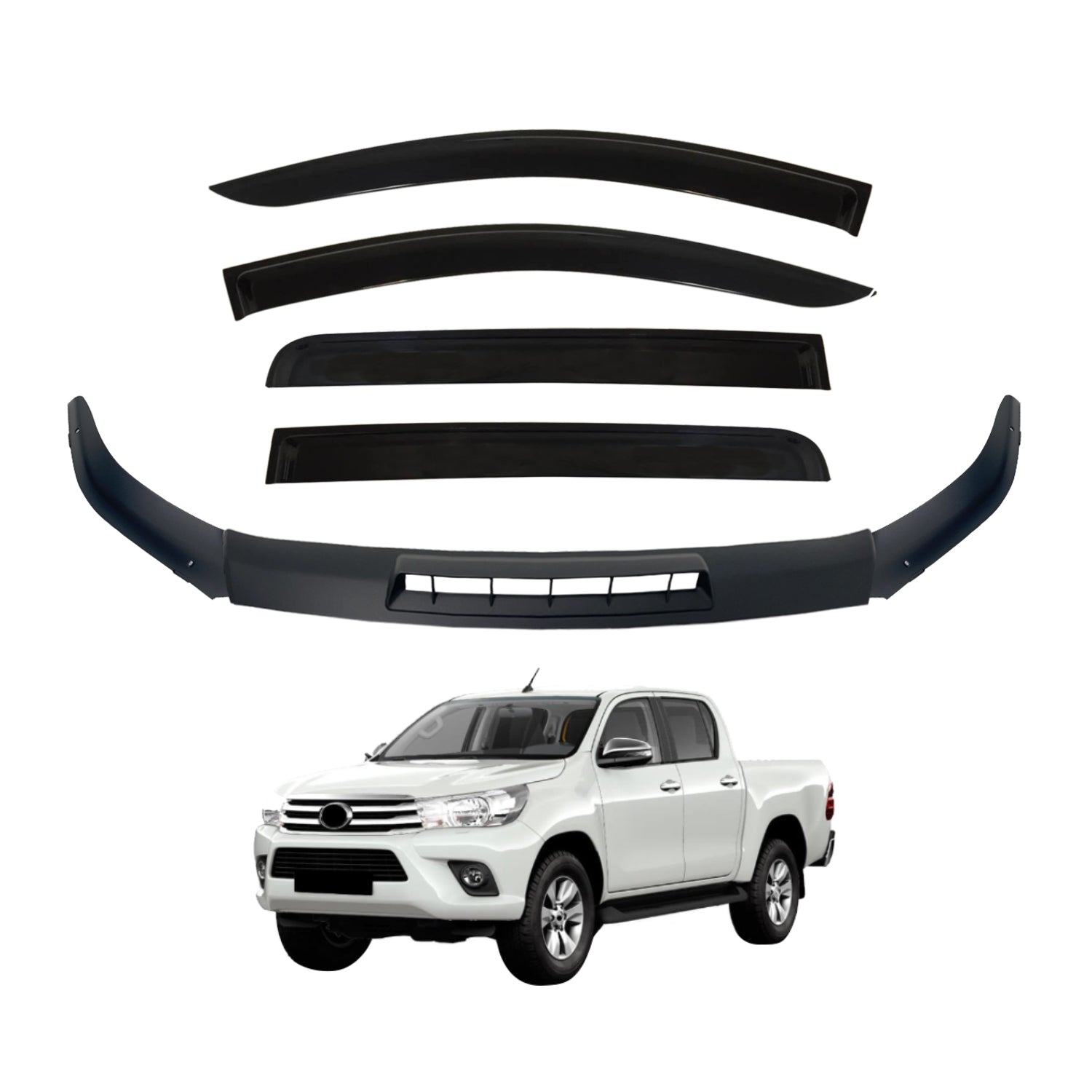 Injection Weather Shields + Bonnet Protector for Toyota Hilux Dual Cab 2015-2020