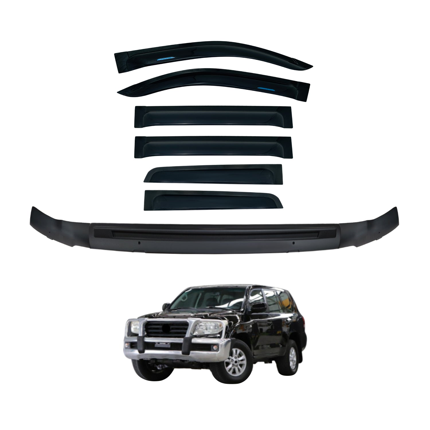 Wide Type Weather Shields + Bonnet Protector for Toyota Land Cruiser 200 Series 2007-2015