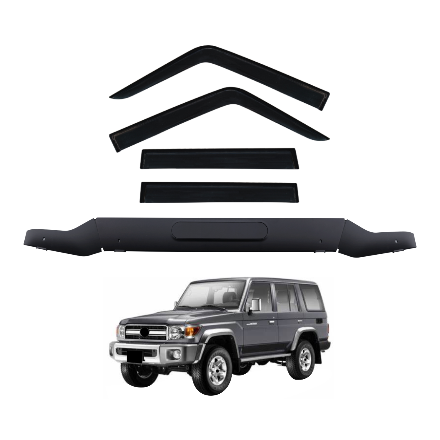 Weather Shields + Bonnet Protector Guard for Toyota Land Cruiser 70 76 79 Series 2007-2023