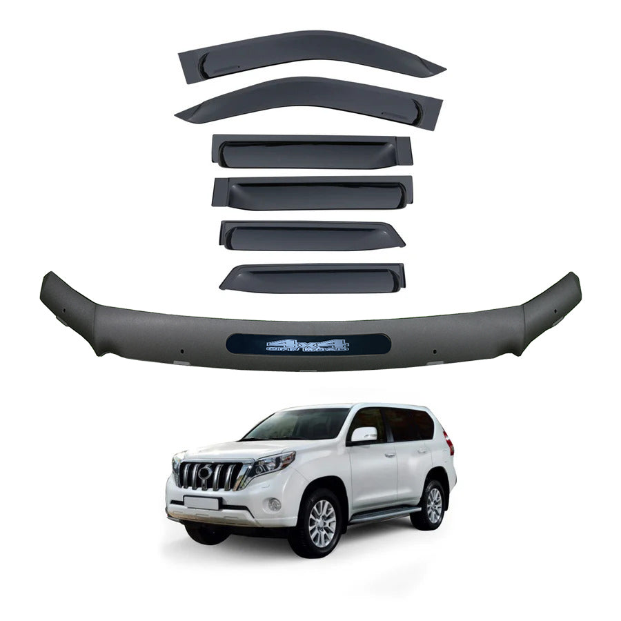 Wide Type Weather Shields + Bonnet Protector for Toyota Land Cruiser Prado 150 Series 2013-2017