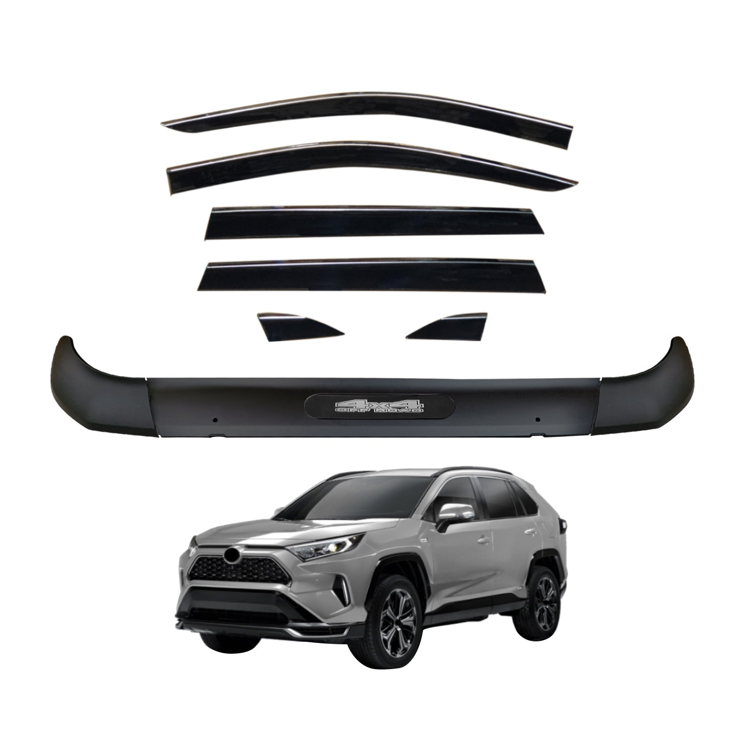 Stainless Trim Weather Shields + Bonnet Protector for Toyota RAV4 2019-Onwards