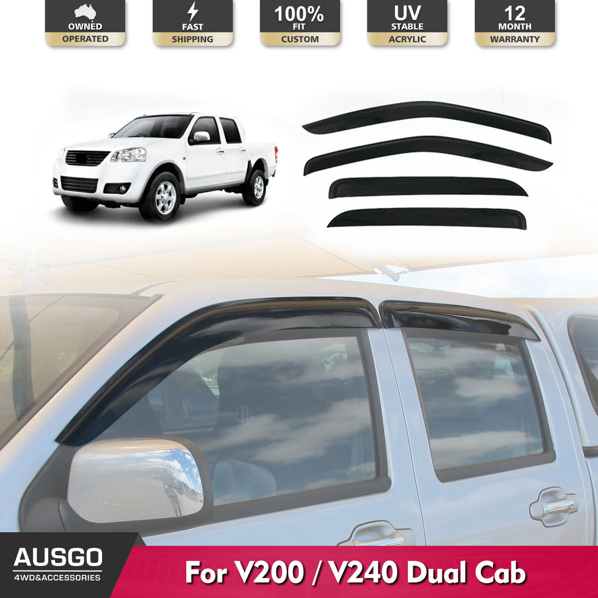 Weather Shields for Great Wall V200 V240 Dual Cab 2009-2016