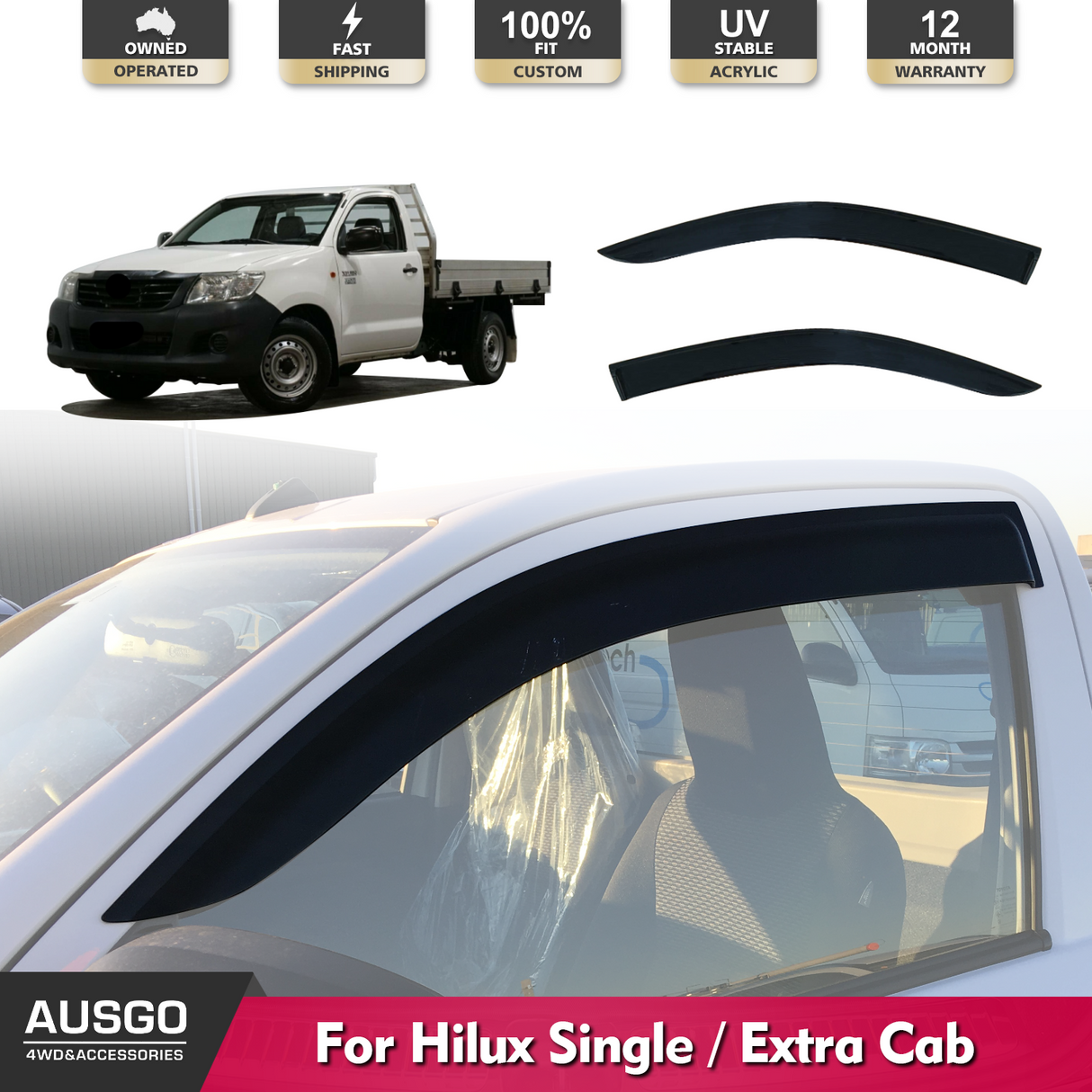 Injection Weather Shields for Toyota Hilux Extra Cab 2015-Onwards