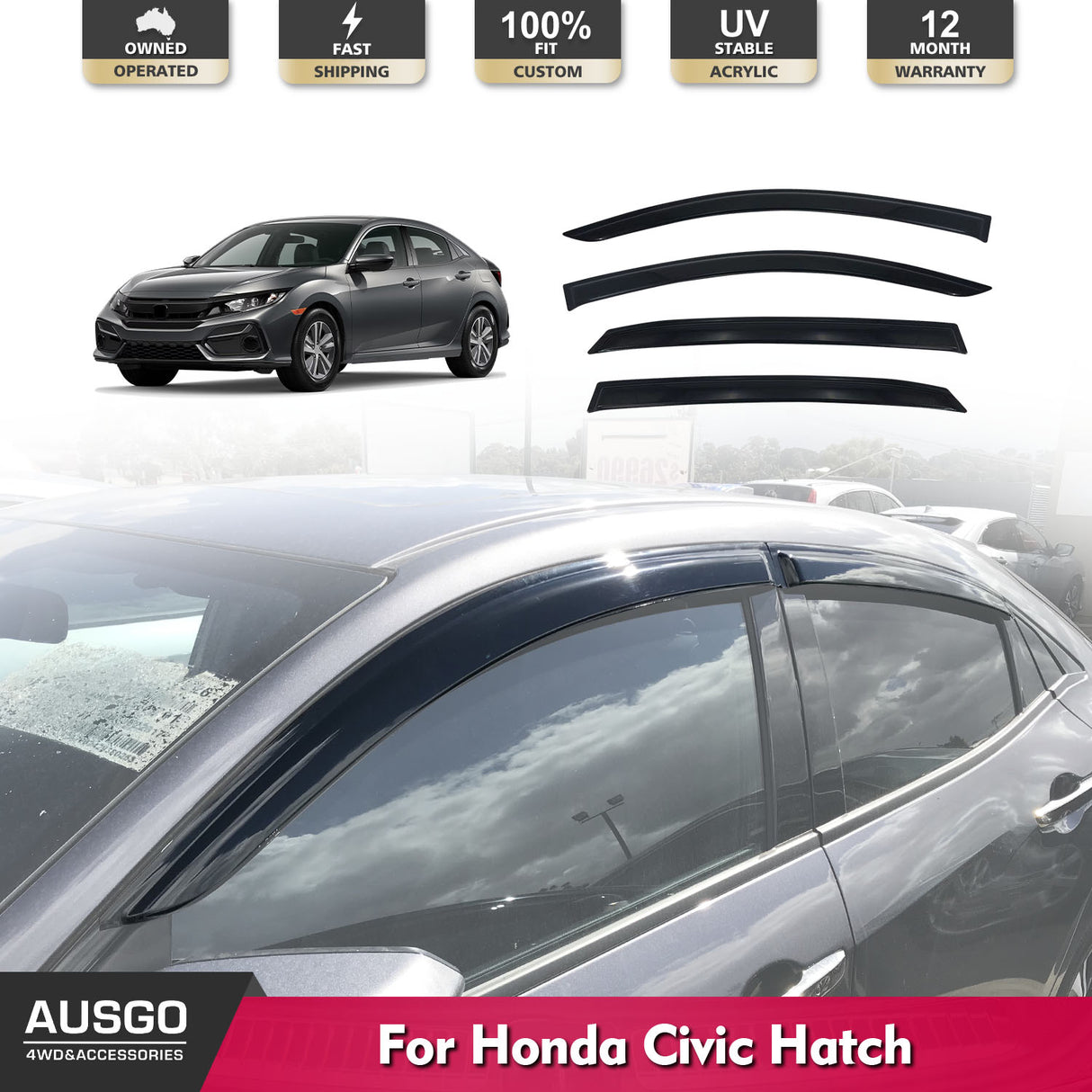 Luxury Weather Shields for Honda Civic Hatch 10th 2017-2021