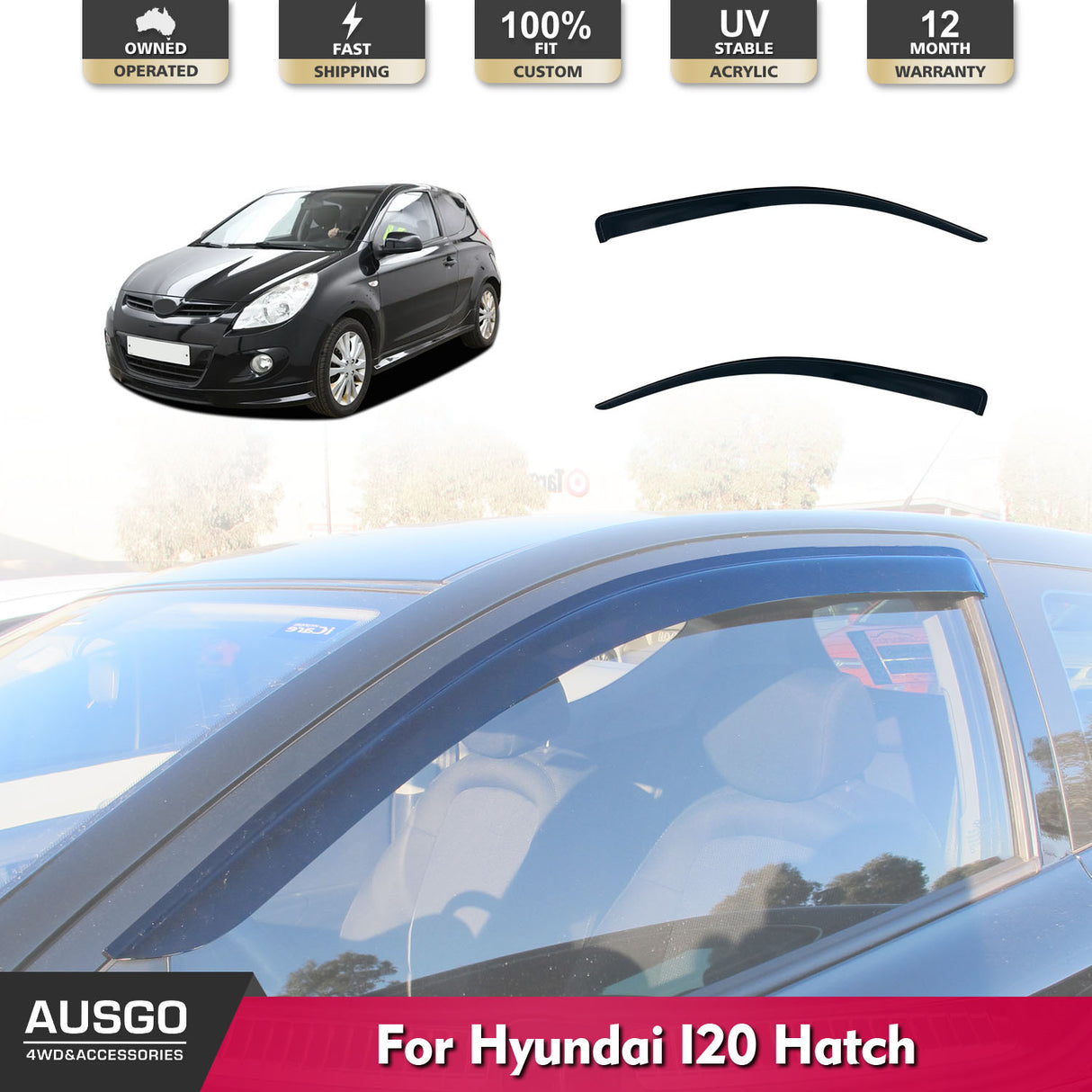 Weather Shields for Hyundai I20 PB Series 3Door 2010-2015