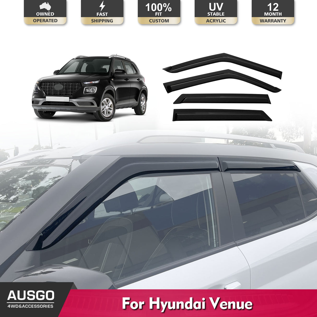 Luxury Weather Shields for Hyundai Venue 2019-Onwards