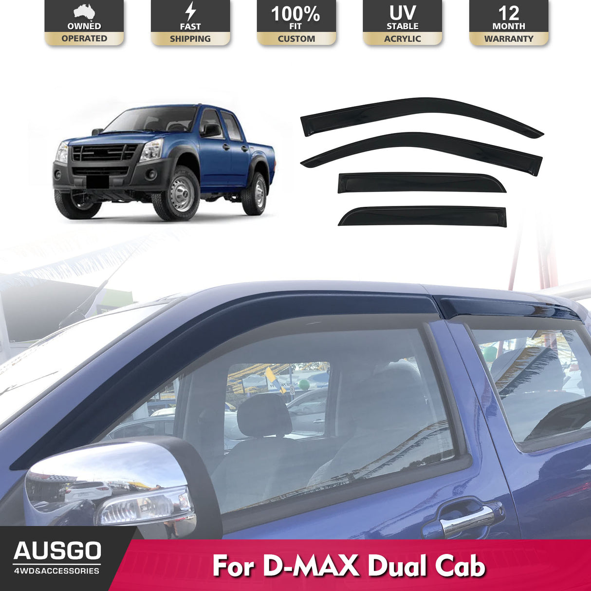 Luxury Weather Shields for ISUZU D-MAX DMAX Dual Cab 2008-2012