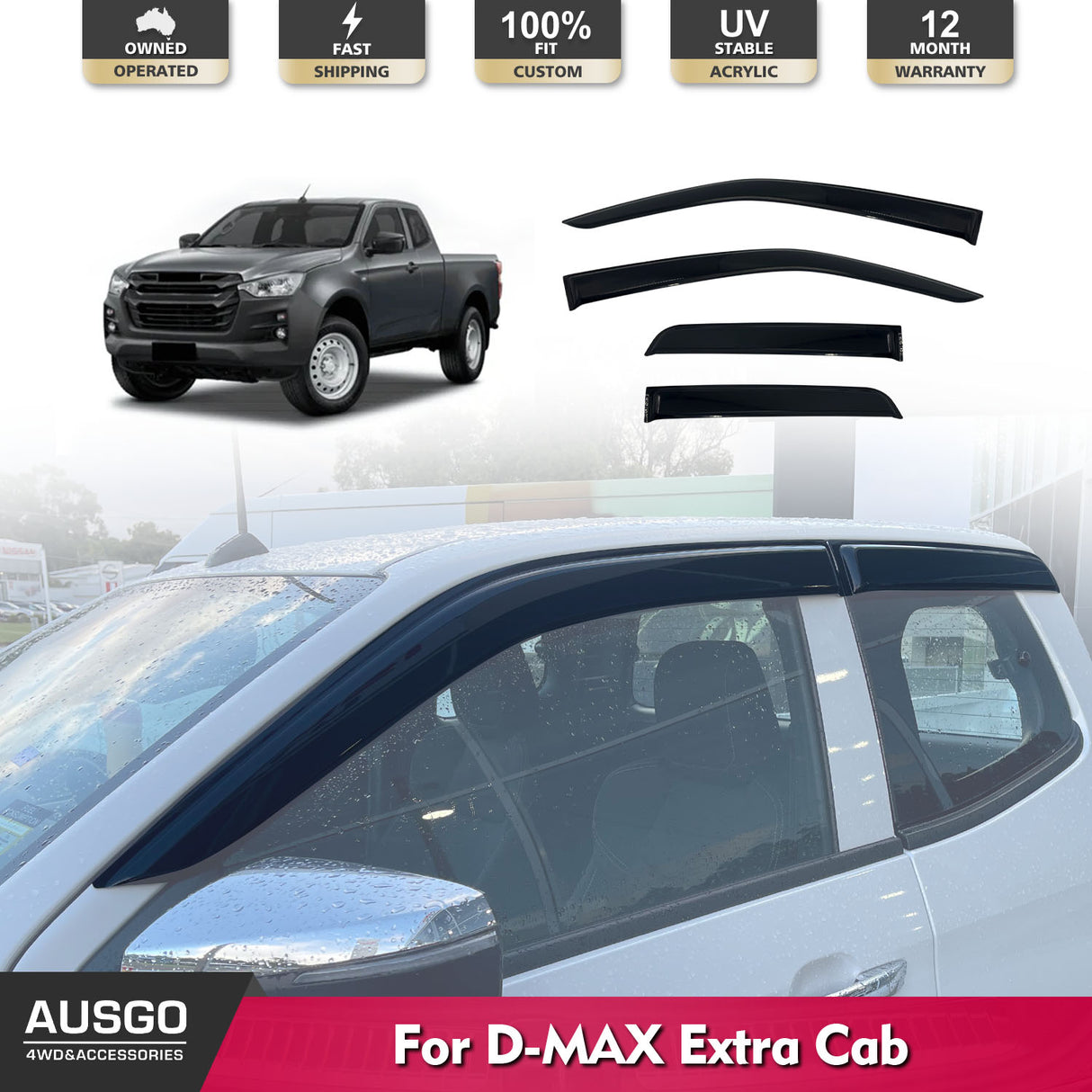 Luxury Weather Shields for ISUZU D-MAX DMAX Extra Cab 2020-Onwards