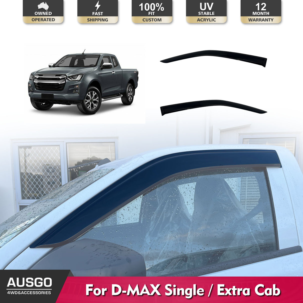 Luxury Weather Shields for ISUZU D-MAX DMAX Single / Extra Cab 2020-Onwards