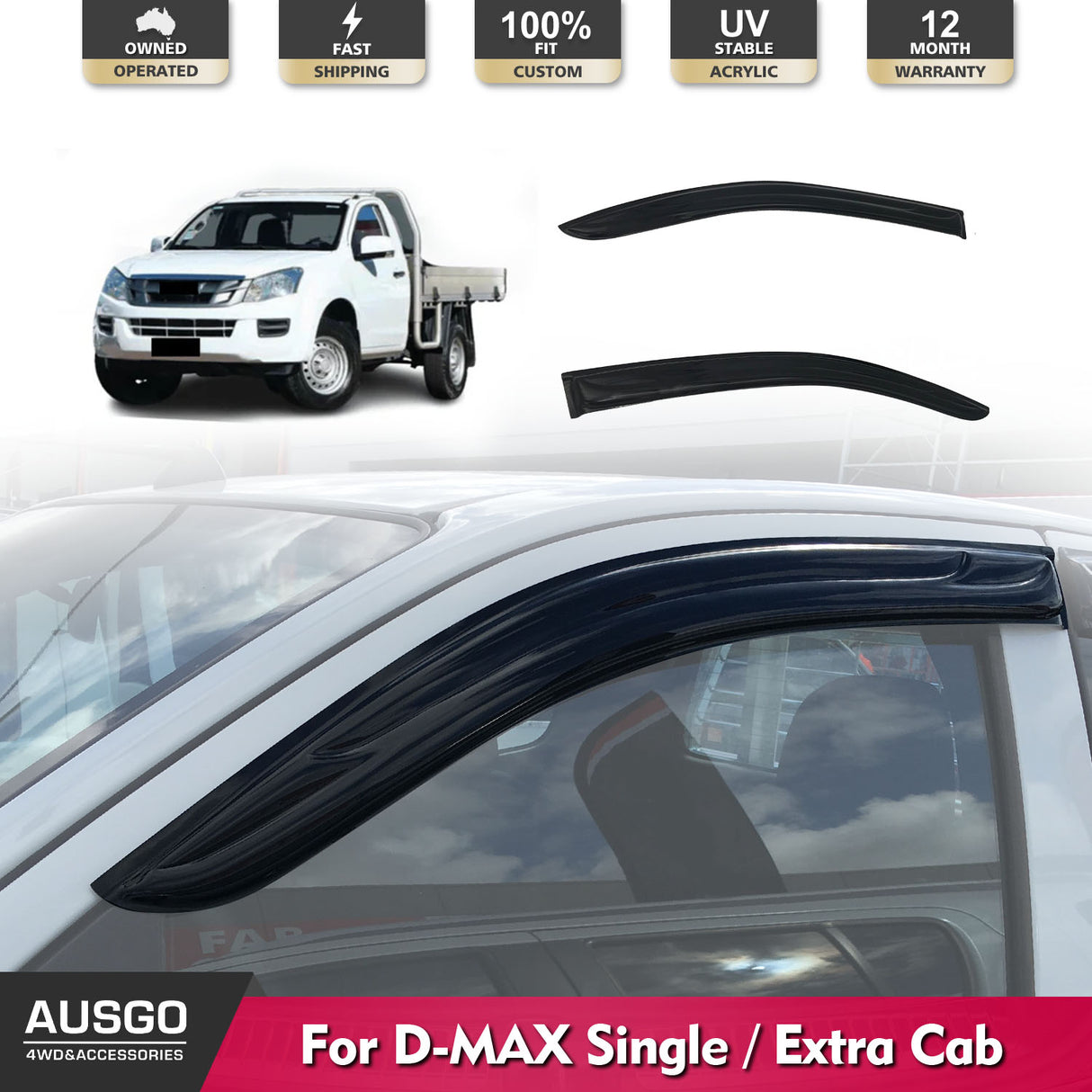 Luxury Weather Shields for ISUZU D-MAX DMAX Single / Extra Cab 2012-2020