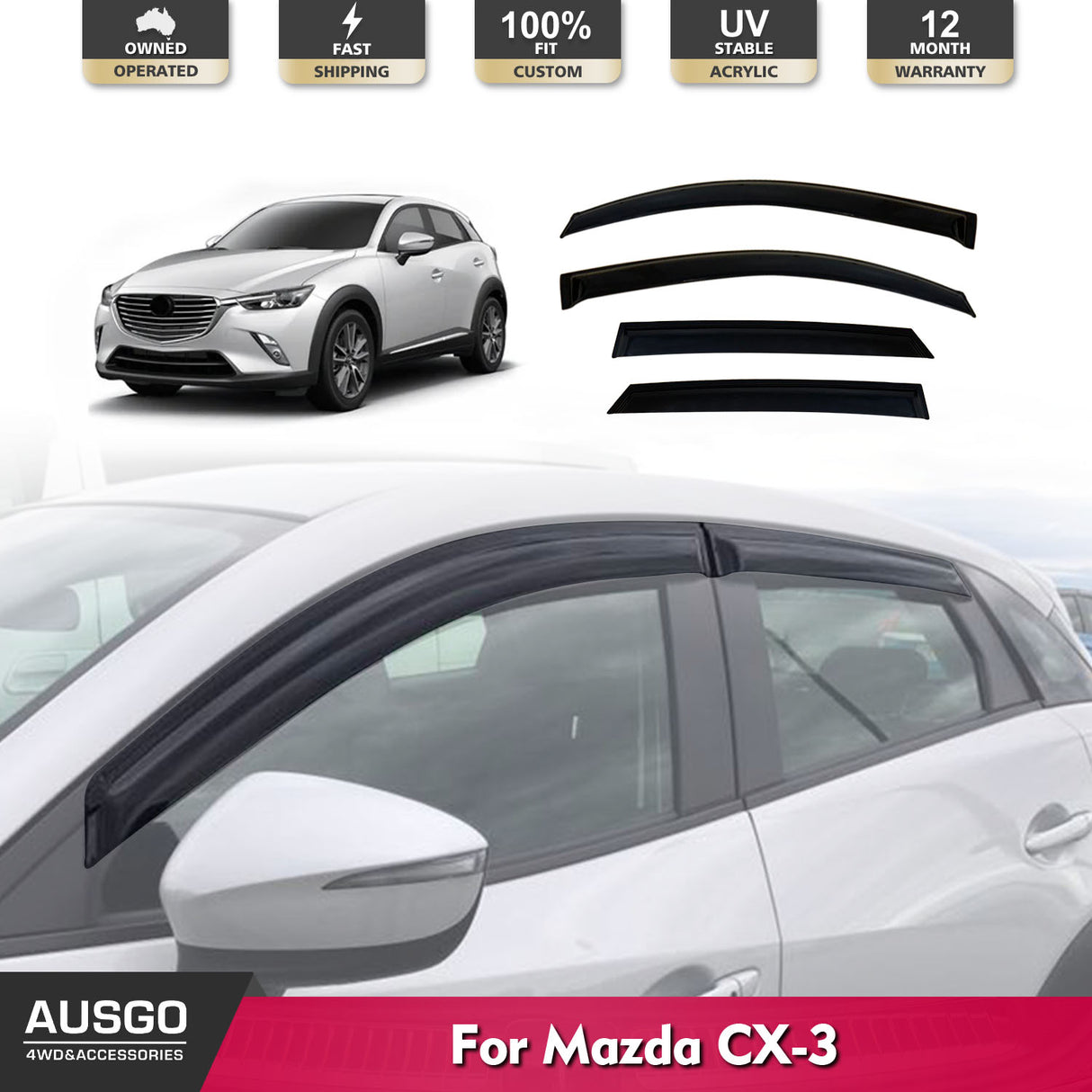 Luxury Weather Shields for Mazda CX3 CX-3 2015-Onwards