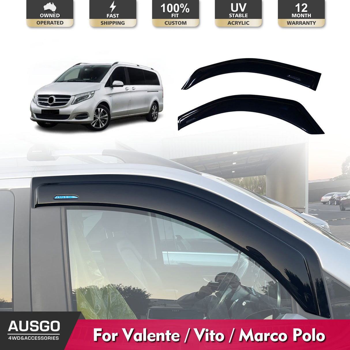 Luxury Weather Shields for Mercedes-Benz Valente / Vito / Marco Polo 2015-Onwards