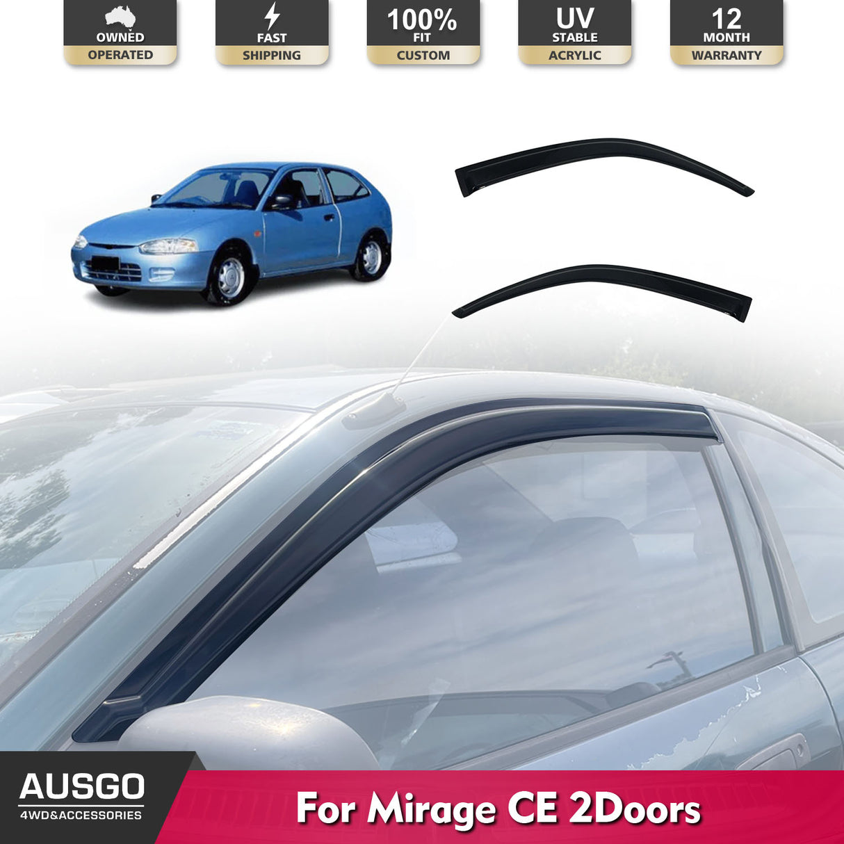 Luxury Weather Shields for Mitsubishi Mirage CE 2D 1996-2003 Coupe