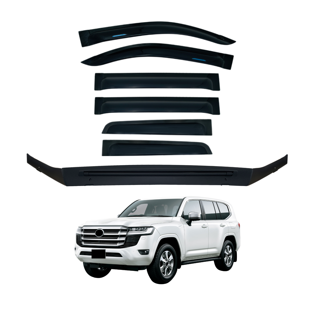 Wide Type Weather Shields + Bonnet Protector for Toyota Land Cruiser 200 LC200 2016-2021