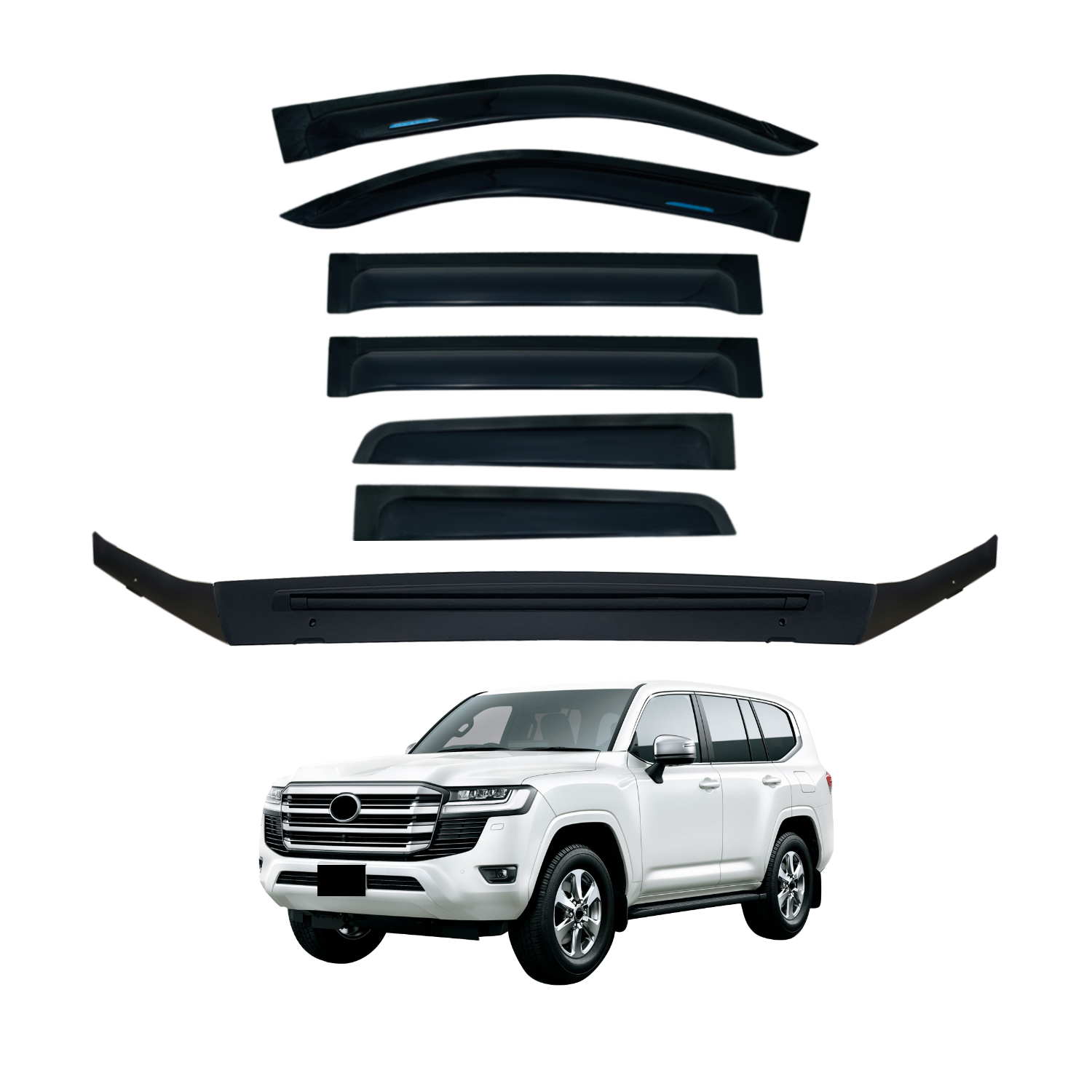 Wide Type Weather Shields + Bonnet Protector for Toyota Land Cruiser 200 LC200 2016-2021