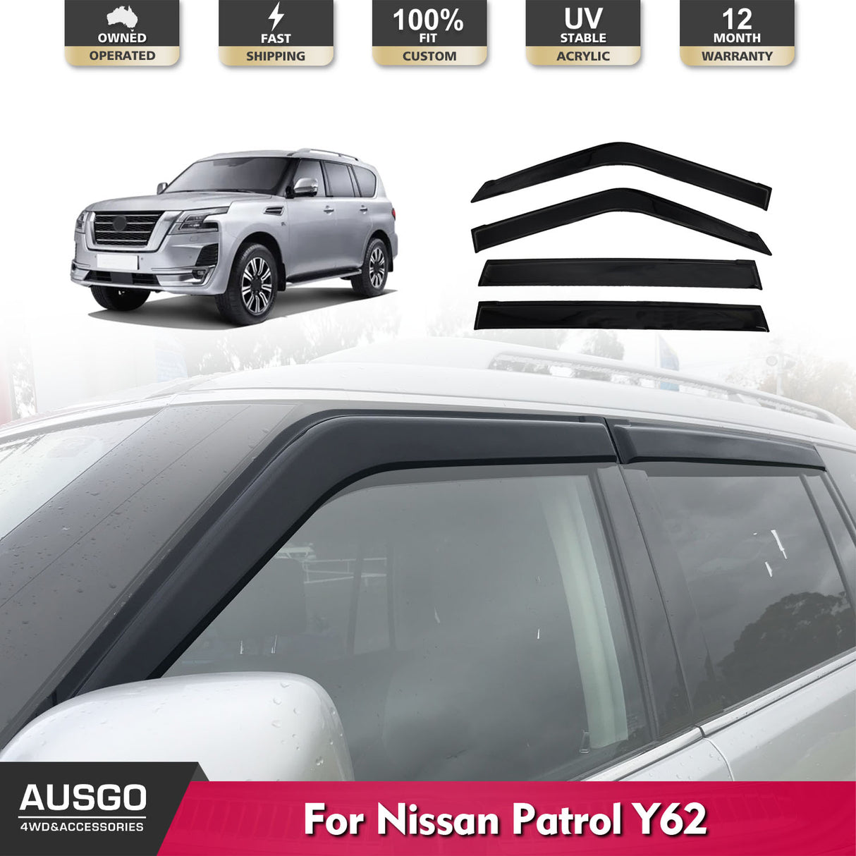 Luxury Weather Shields for Nissan Patrol Y62 2012-Onwards