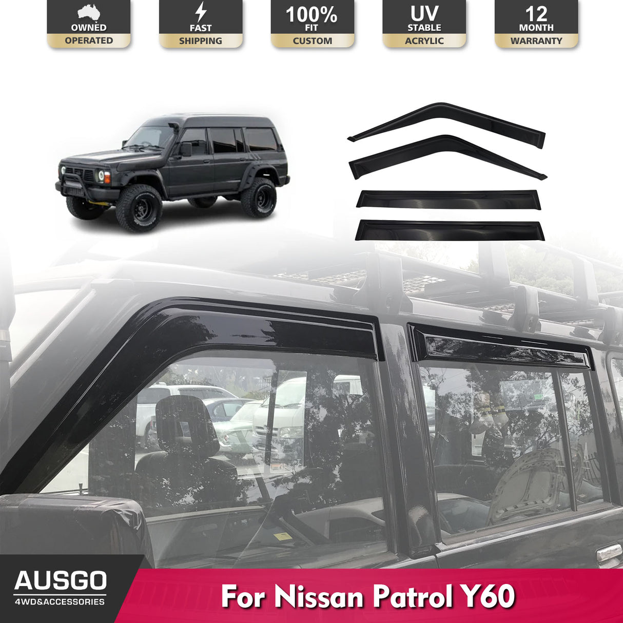 Luxury Weather Shields for Nissan Patrol Y60 GQ Auto Miror 1988-1997