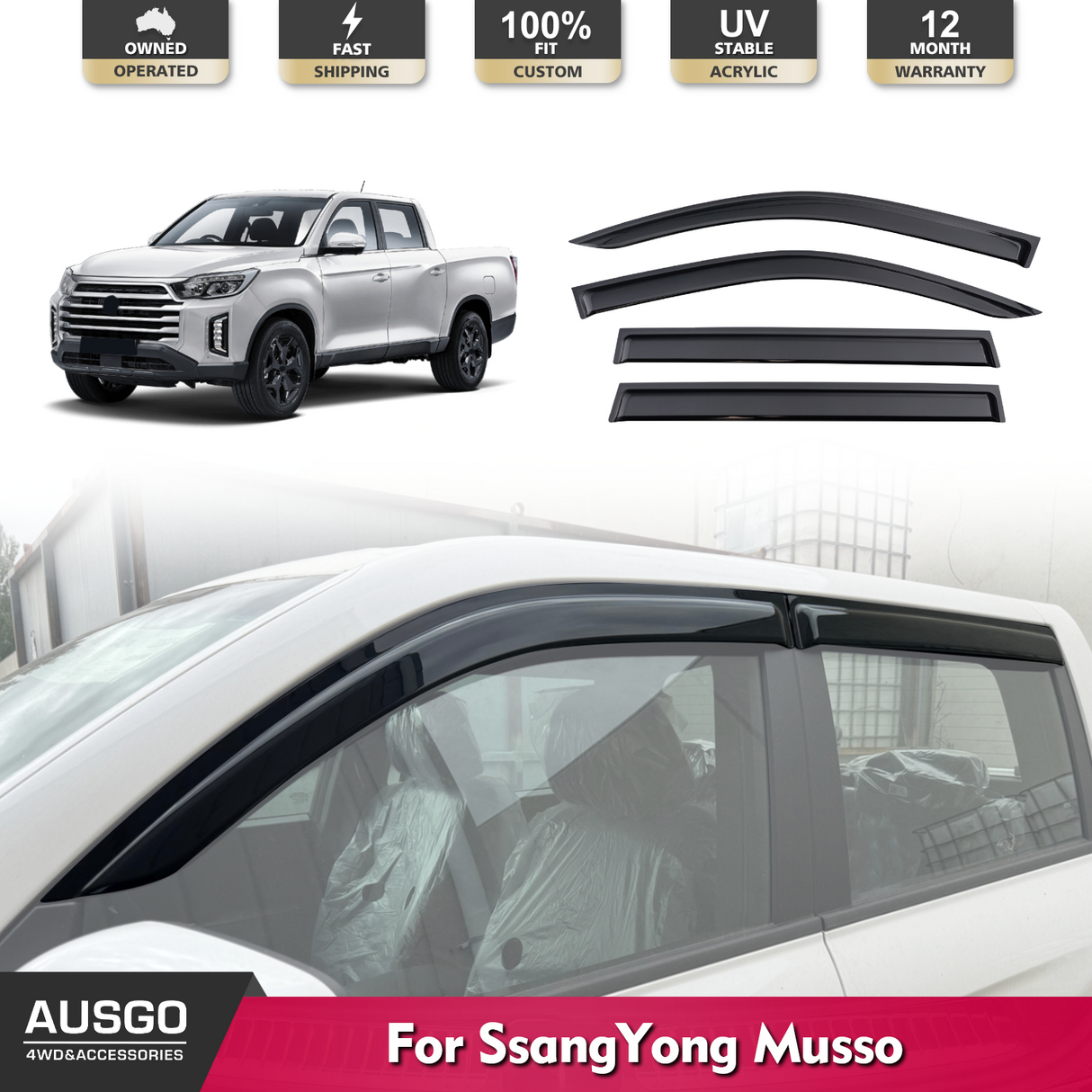 Luxury Weather Shields for KGM SsangYong Musso 2018-Onwards