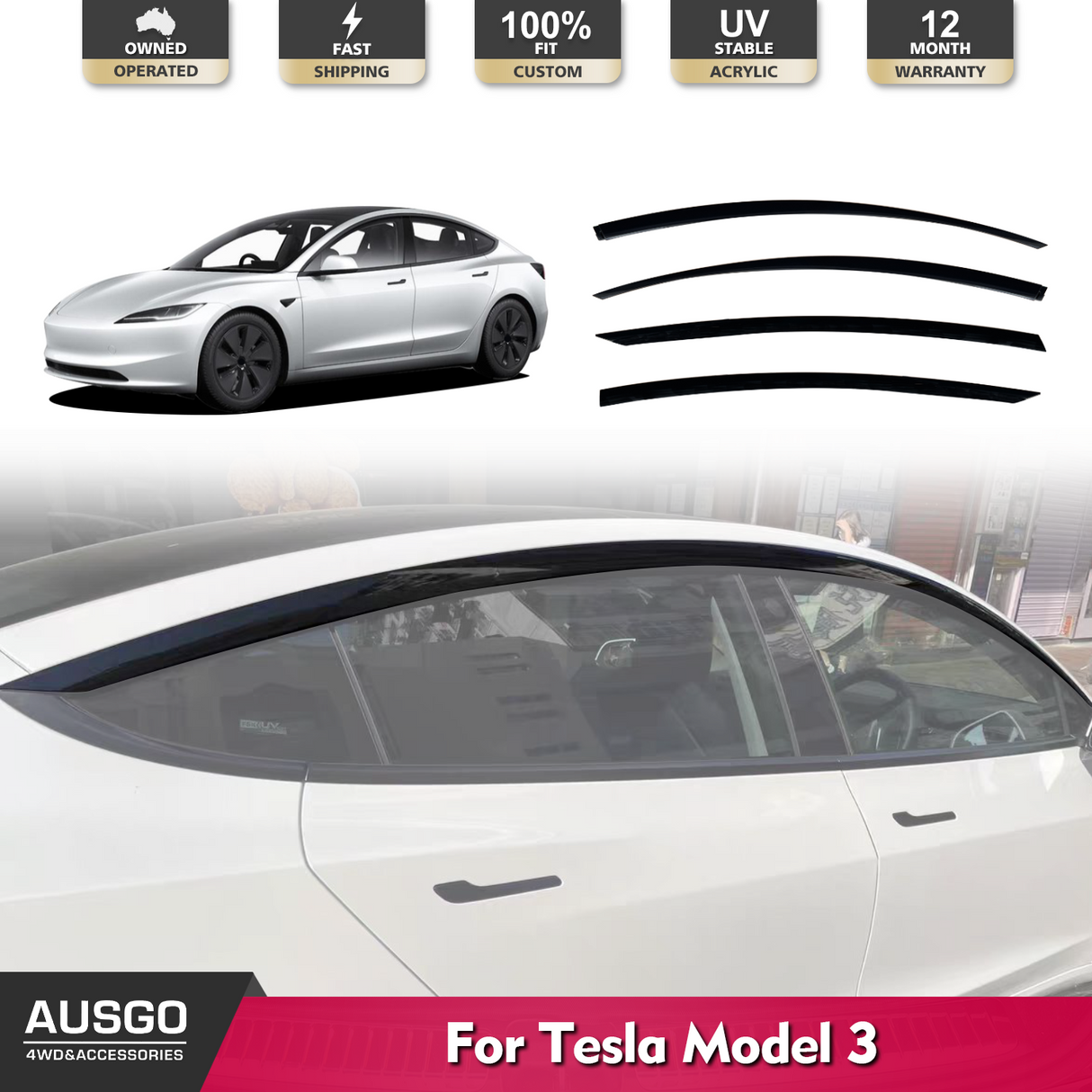 Injection Weather Shields for Tesla Model 3 2019-Onwards