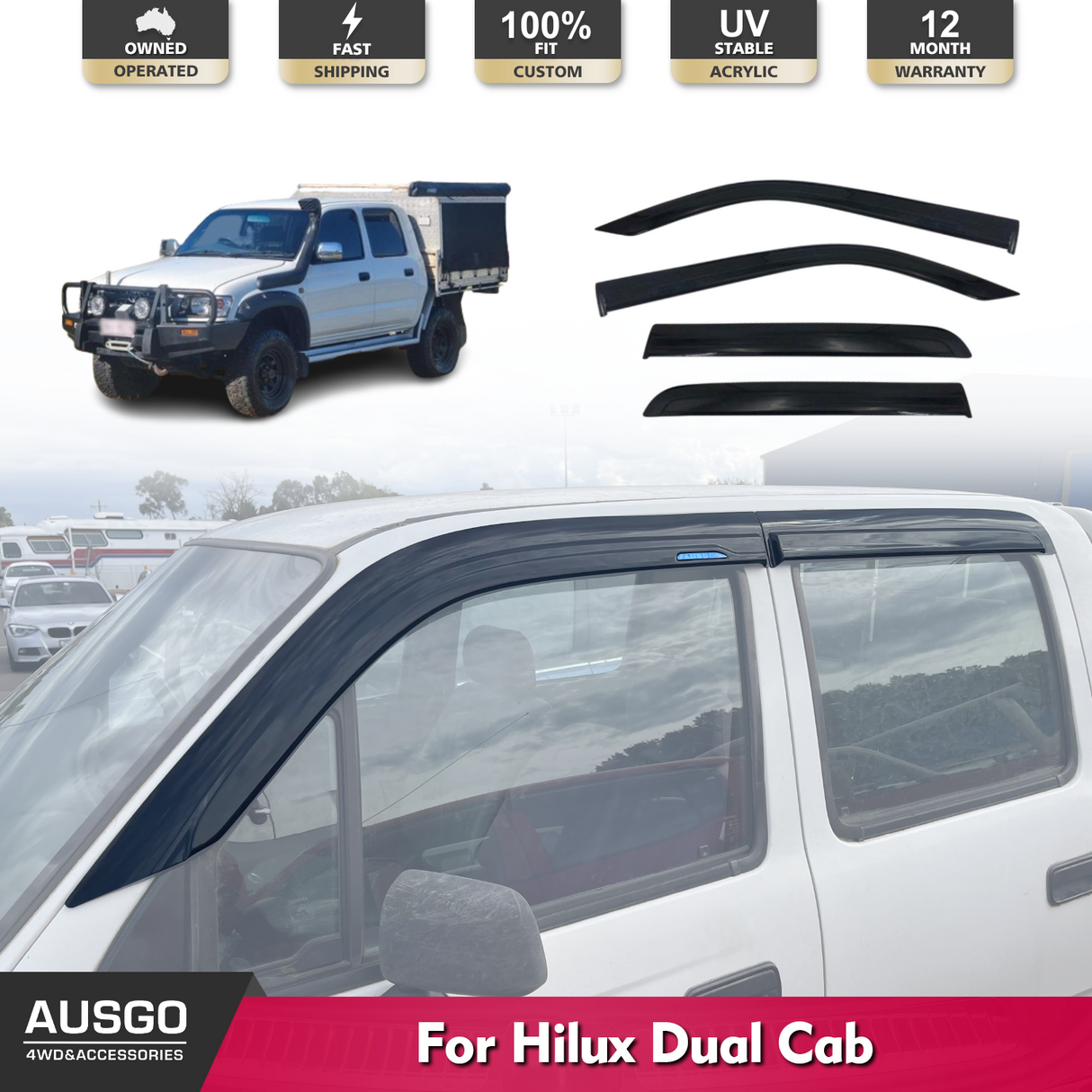 Luxury Weather Shields for Toyota Hilux Dual Cab 1997-2005