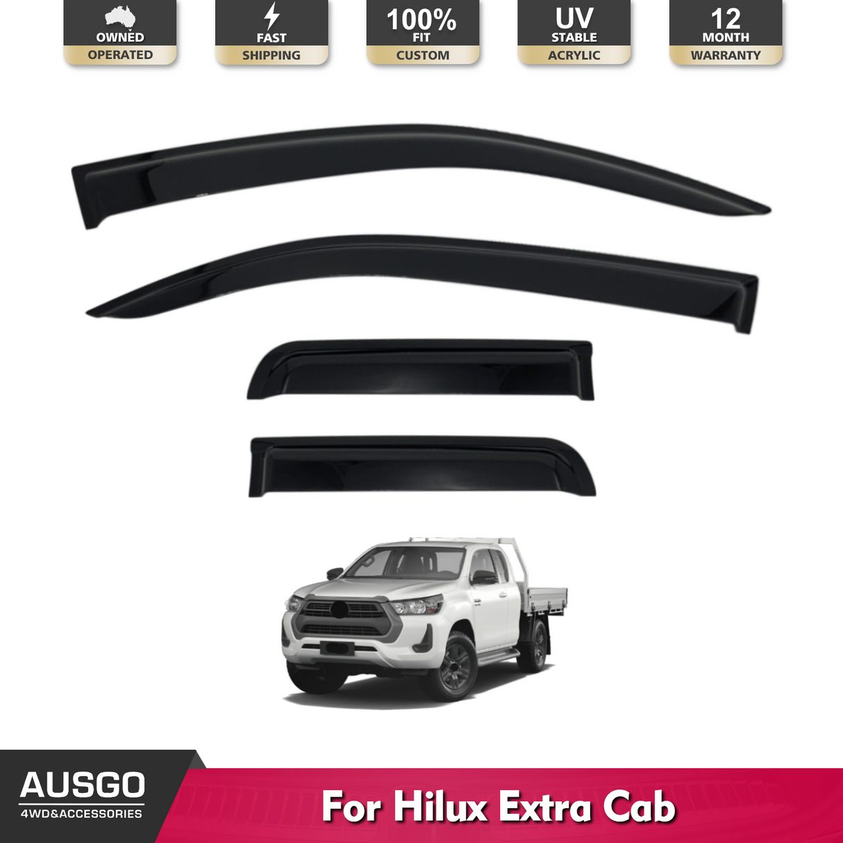 Injection Weather Shields for Toyota Hilux Extra Cab 2015-Onwards