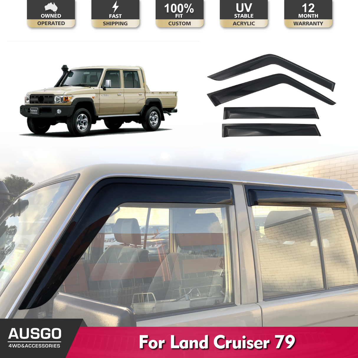 Luxury Weather Shields for Toyota Land Cruiser 79 Series