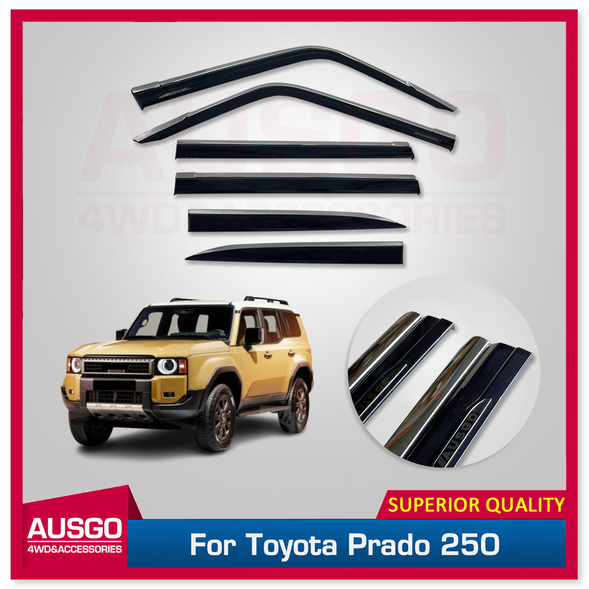 Stainless Trim Weather Shields for Toyota Land Cruiser Prado 250 J250 LC250 2024-Onwards