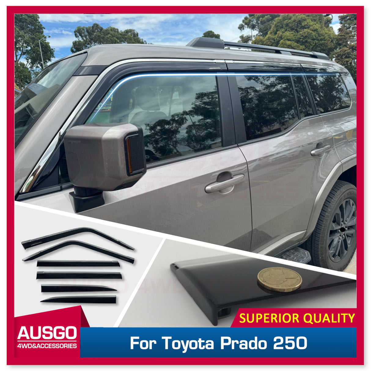 Stainless Trim Weather Shields for Toyota Land Cruiser Prado 250 J250 LC250 2024-Onwards