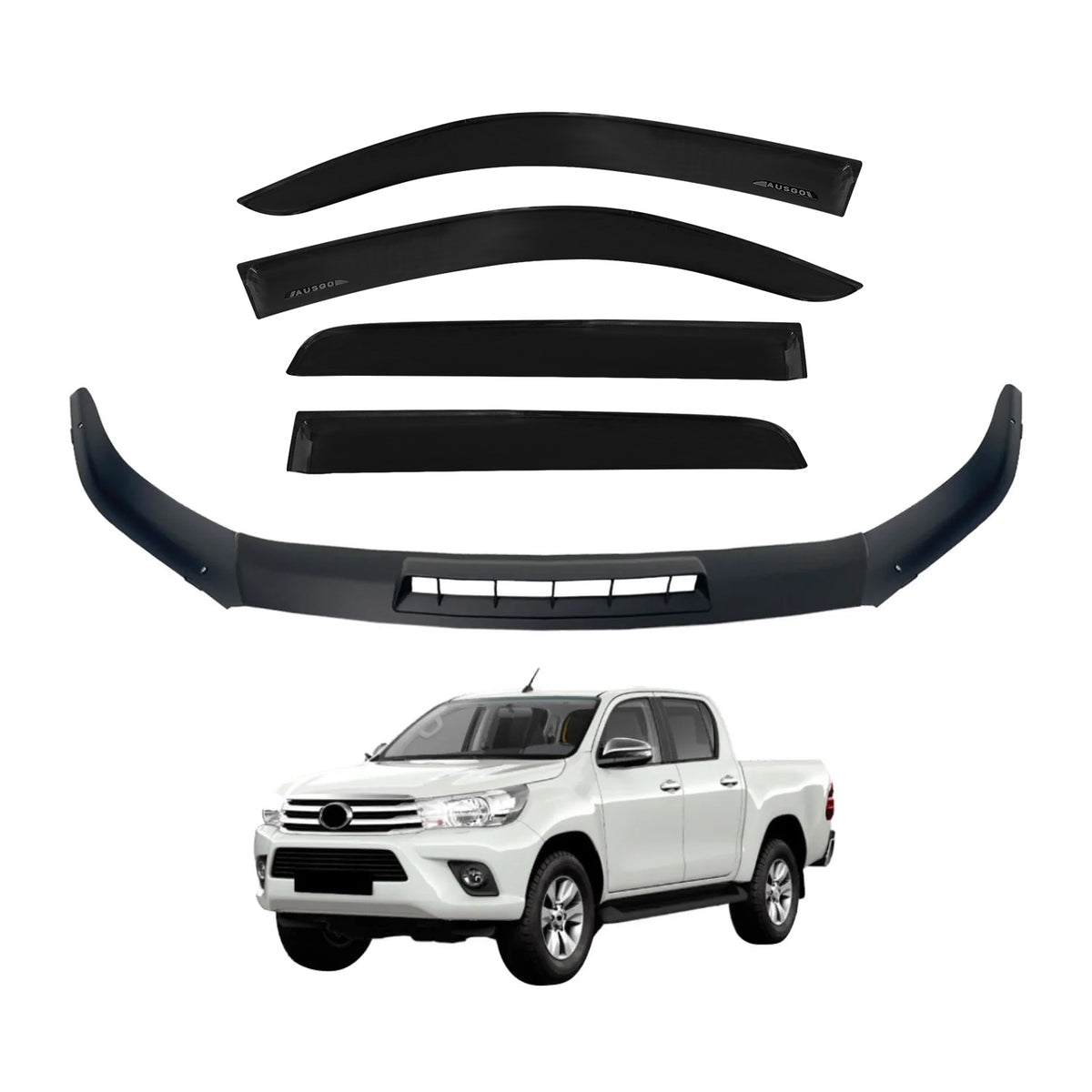 Injection Weather Shields + Bonnet Protector for Toyota Hilux Dual Cab 2015-2020