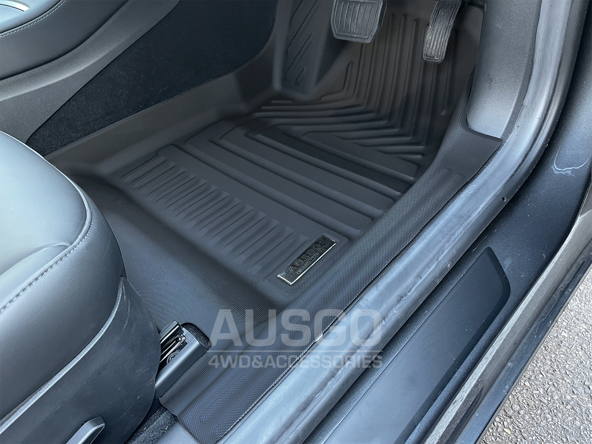 TPE Floor Mats + Front + Rear Cargo Mats for Tesla Model 3 2021-2023 Door Sill Covered Car Mats Boot Mat Boot Liner