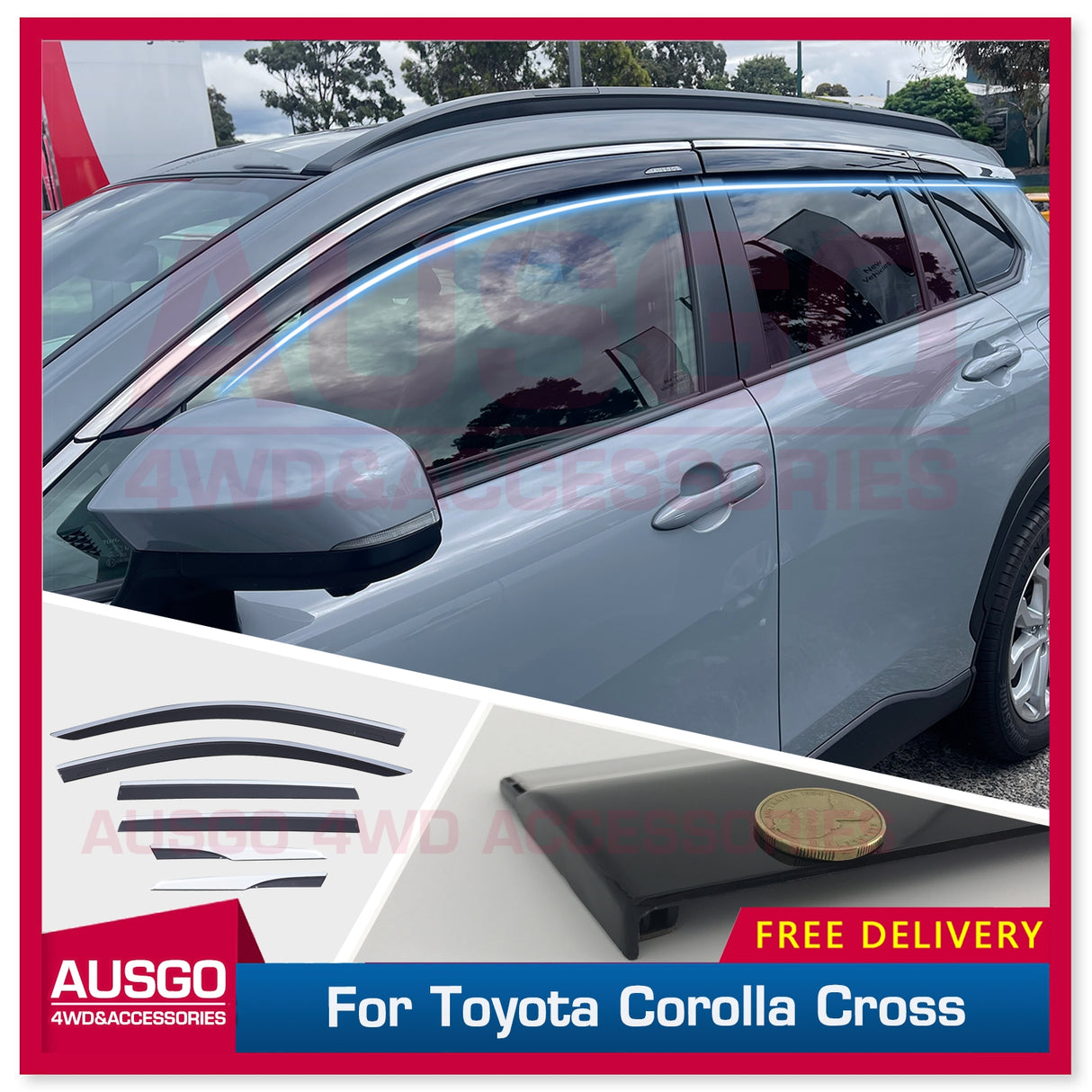 Stainless Trim Weather Shields for Toyota Corolla Cross SUV 2022-Onwards