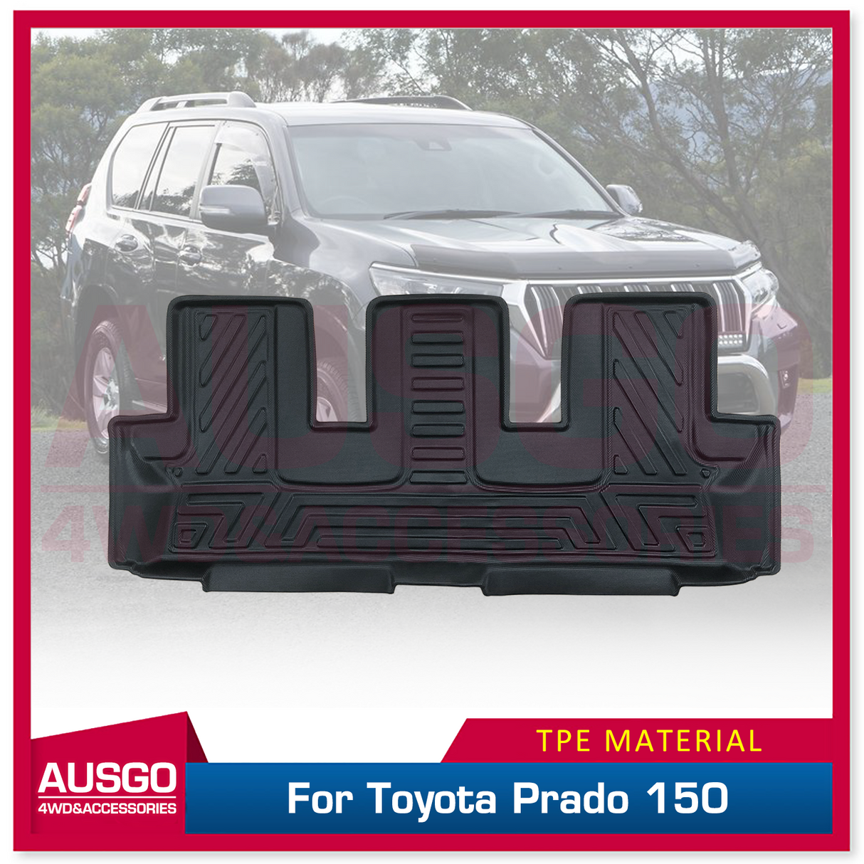 Third Row Floor Mat for Toyota LandCruiser Prado 150 Series 7 Seats 2009-Onwards