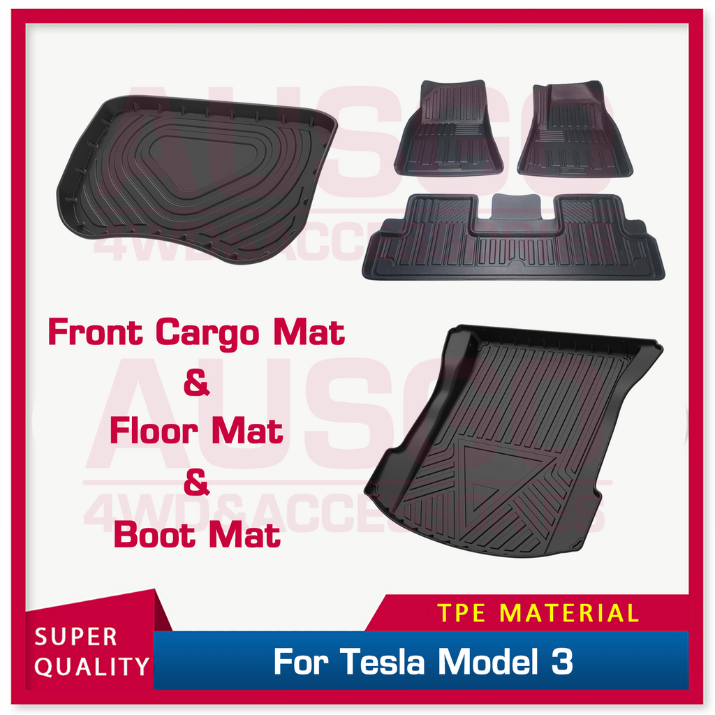 KIWI MASTER 3D TPE Car Floor Mats Fit Tesla Model 3 2017-2022 - Bunnings  Australia