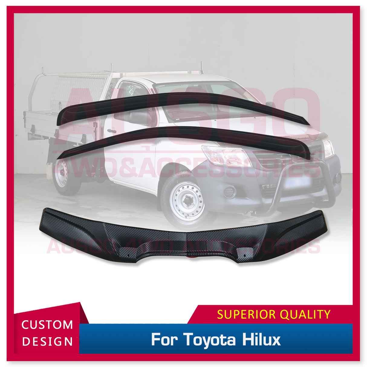 Luxury Weather Shields + Bonnet Protector for Toyota Hilux Single Cab 2011-2015