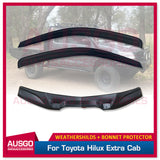 Luxury Weather Shields + Bonnet Protector for Toyota Hilux Extra Cab 2011-2015