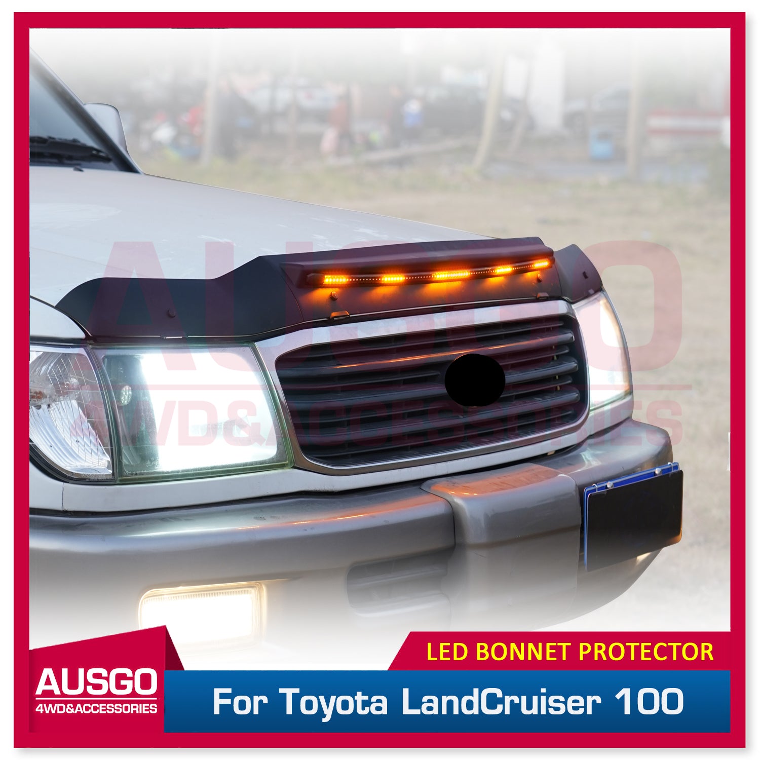 Bonnet Protector with LED Light for Toyota Land Cruiser 100 LandCruiser 100 LC100 1998-2007